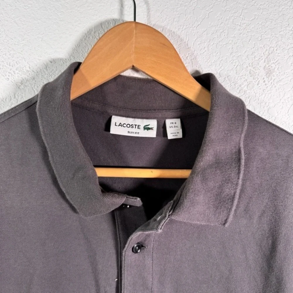 Lacoste Men's Polo‎ Shirt Short Sleeve Dark Gray Size 8 (3XL) - Picture 7 of 8